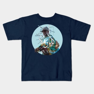 GNAWA festival ESSAOUIRA MOROCCO  T-SHIRT WITH ARABIC WRITING LIGHT BLUE DESGIN Kids T-Shirt